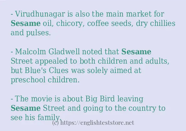 sesame - some sentence examples