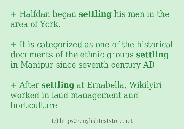 settling in sentences?