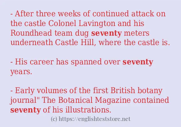 seventy example in sentences