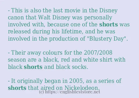 shorts example in sentences