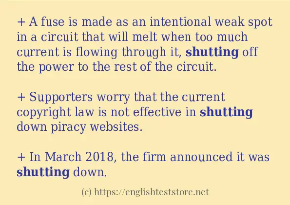 shutting - sentence examples