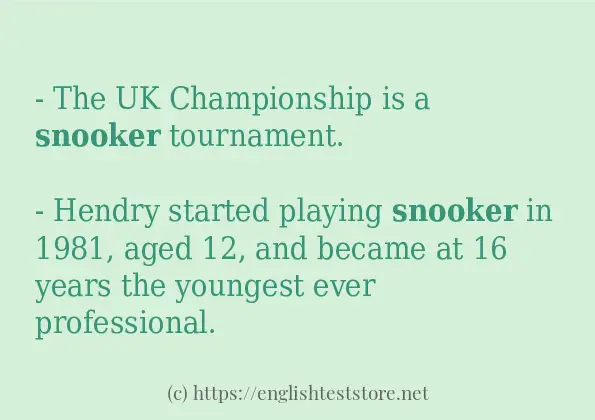 snooker in sentences?