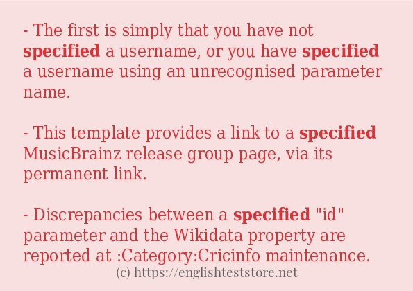 specified - sentence examples