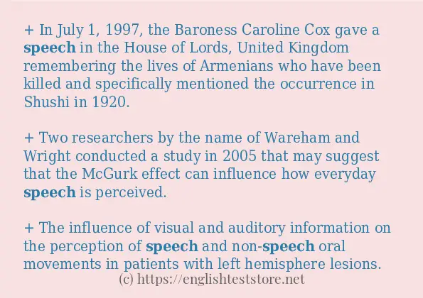 speech - some sentence examples