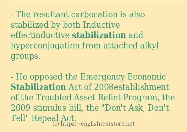 stabilization example in sentences