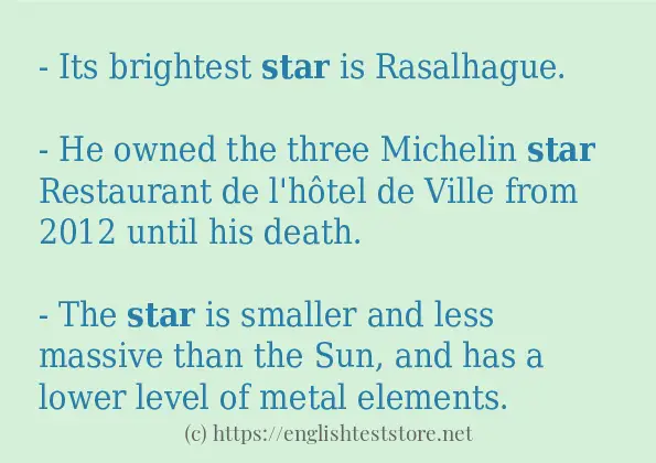 star example in sentences