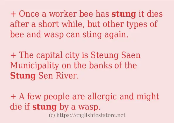 stung use in-sentences