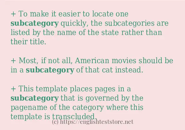 subcategory - sentence examples