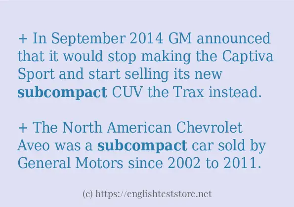 subcompact in sentences?