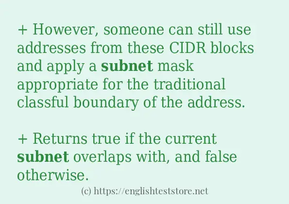 subnet - some sentence examples