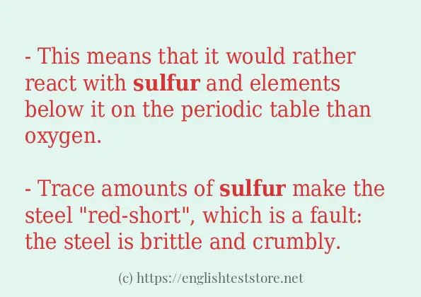 sulfur some example sentences