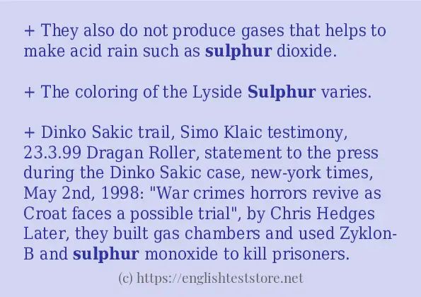 sulphur - some sentence examples