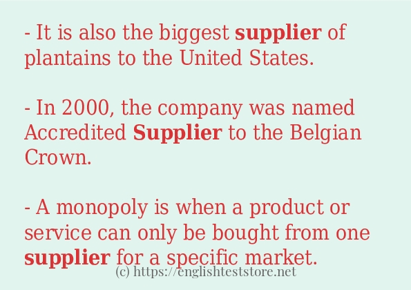 supplier some example sentences