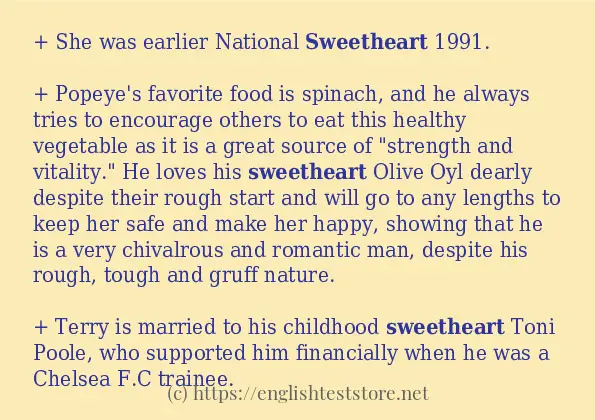 sweetheart some example sentences
