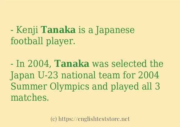 tanaka use in sentences