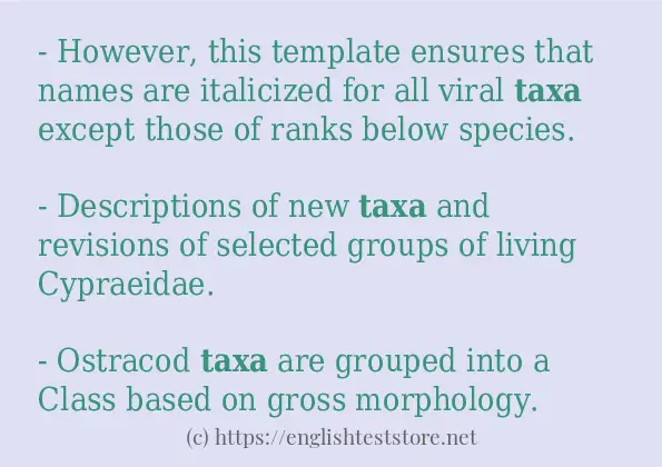 taxa how to use in sentences