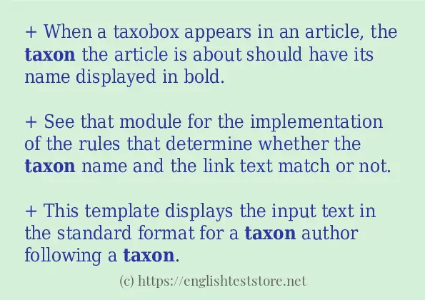 taxon - some sentence examples