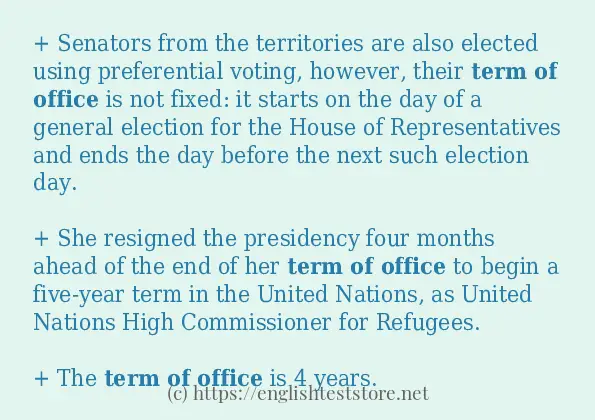 term of office - example sentences