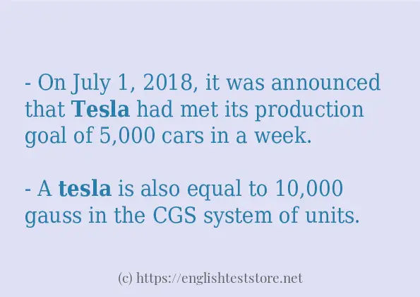 tesla some example sentences