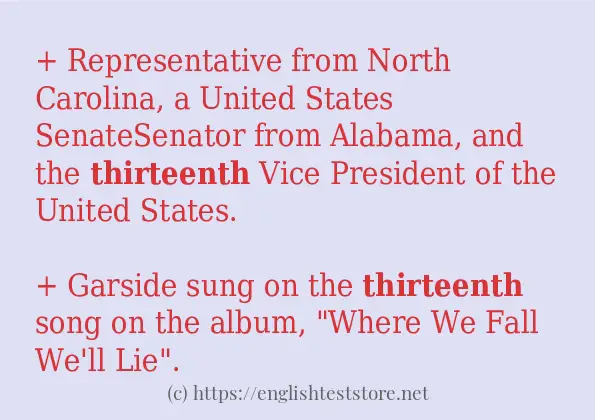 thirteenth in sentences?