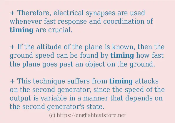 timing use in sentences