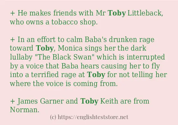 toby example in sentences