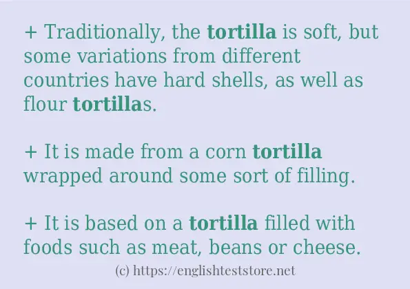 tortilla in sentences?