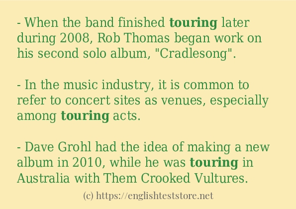 touring - example sentences