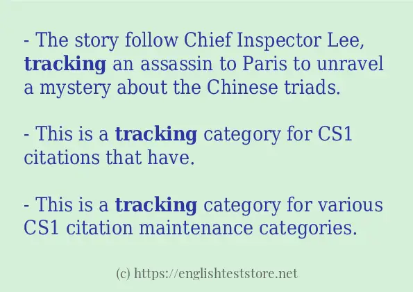 tracking - some sentence examples