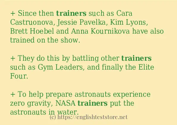 trainers some example sentences