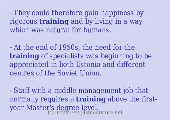 training in sentences?