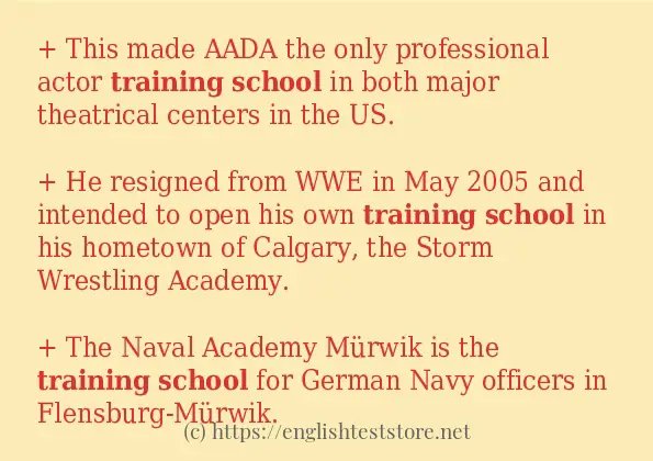 training school - example sentences