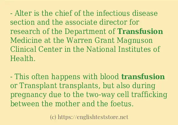 transfusion in sentences?