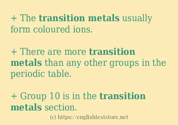 transition metals some example sentences