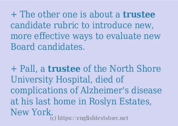 trustee in sentences?