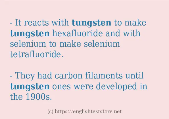 tungsten example in sentences