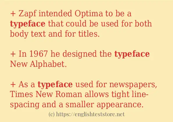 typeface - some sentence examples