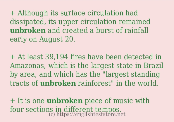 unbroken - example sentences