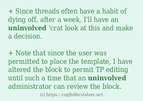 uninvolved some example sentences