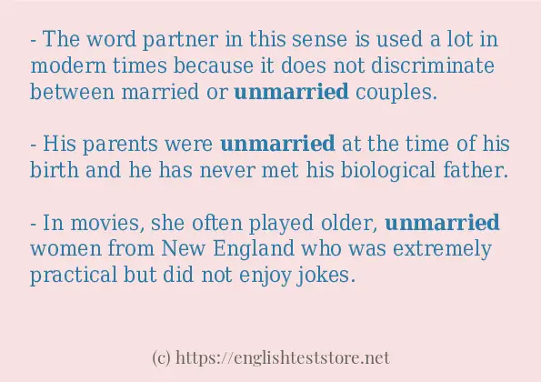 unmarried - some sentence examples