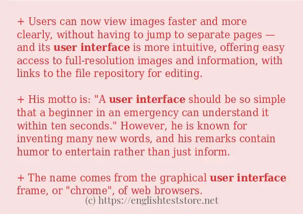 user interface use in-sentences