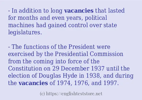 vacancies - example sentences