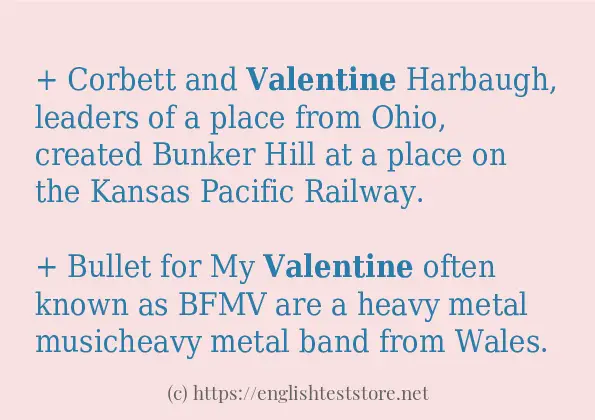 valentine some example sentences
