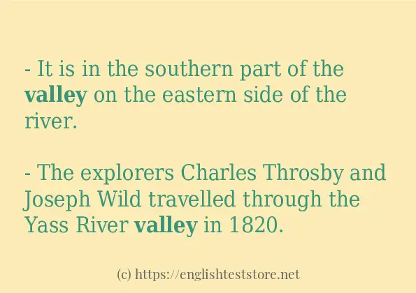 valley in sentences? valley in sentences?