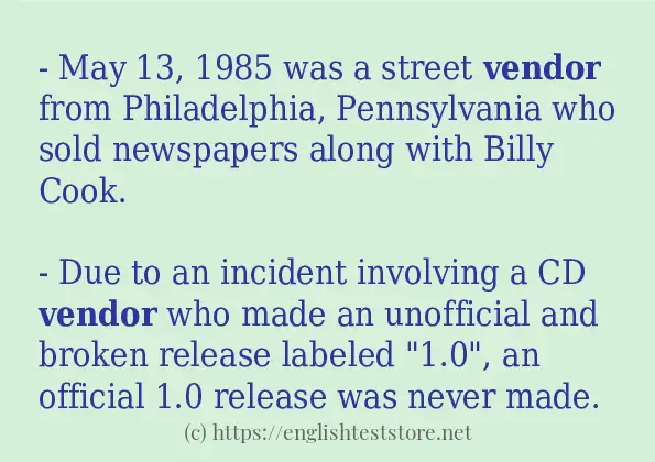 vendor use in sentences