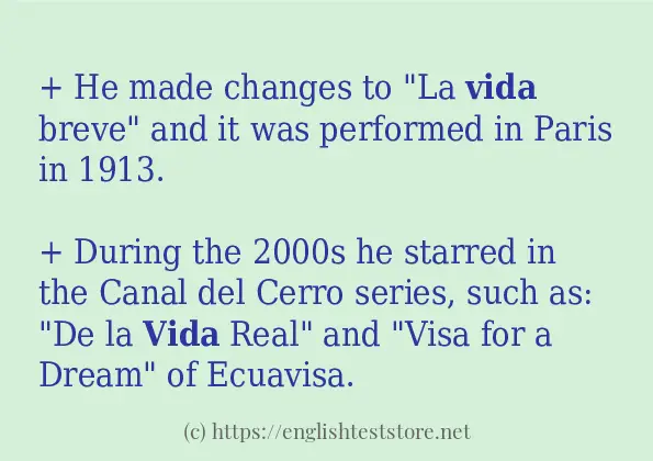 vida - some sentence examples