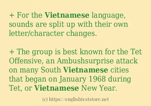 vietnamese in sentences?