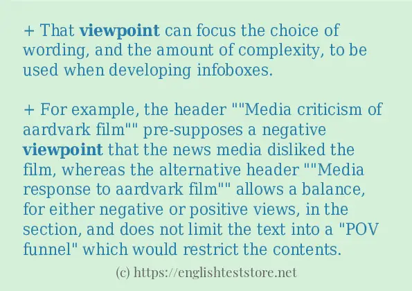 viewpoint - example sentences