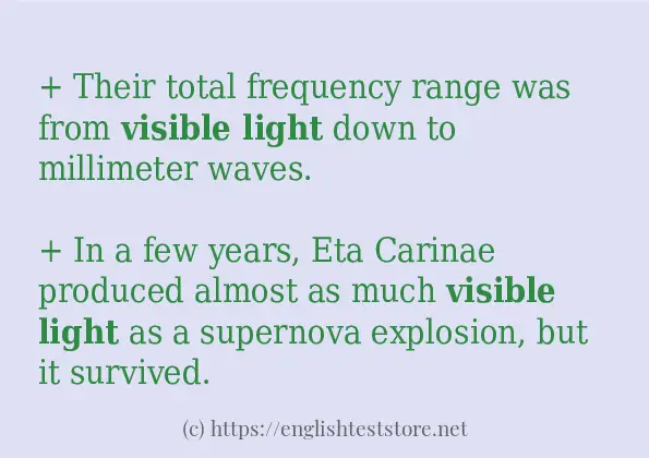 visible light example in sentences