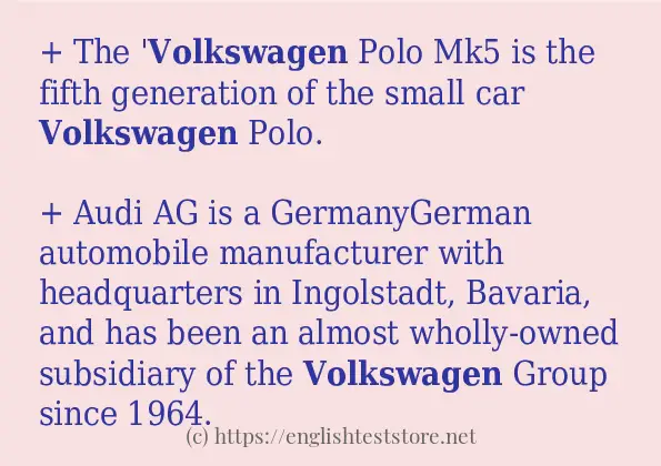 volkswagen how to use in sentences